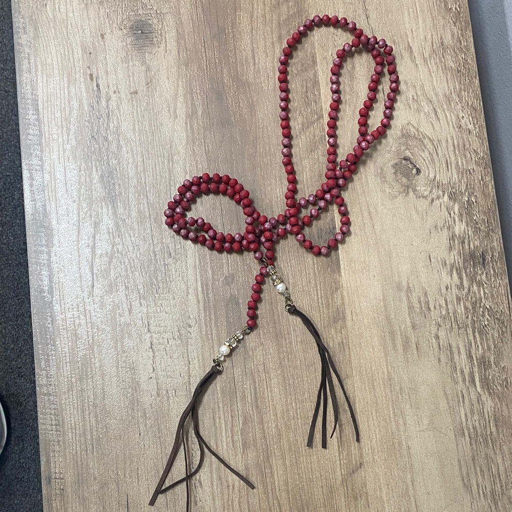 Plunder Red Beaded Tassel Necklace